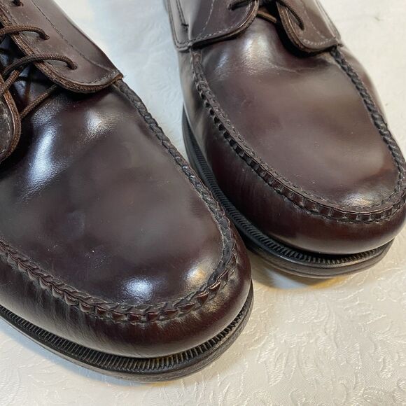 LL Bean Mens 14D Brown Leather Oxford Moc-Toe Shoes - Picture 13 of 15